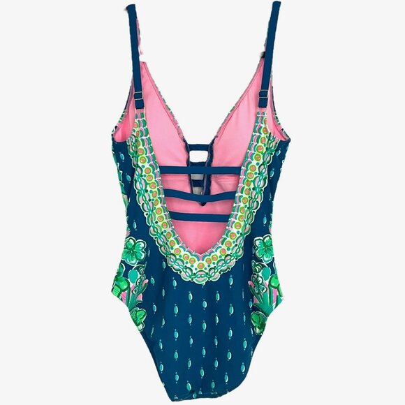 Lilly Pulitzer Jaspen One Piece Swimsuit Havana Pink Orchid Sioree Size 6 - Picture 4 of 8